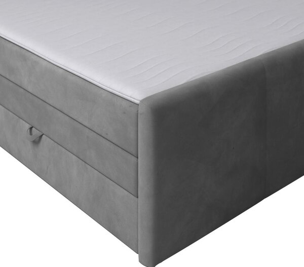 BOXSPRING POSTELJA 180 cm x 200 cm , leseni material svetlo siva