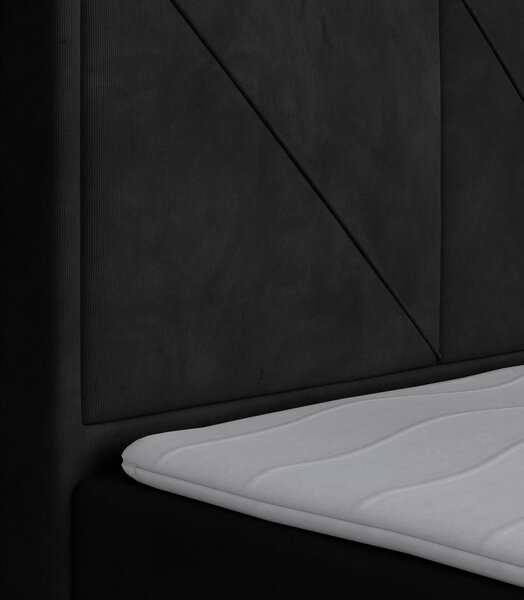 BOXSPRING POSTELJA 180 cm x 200 cm , karton, leseni material črna