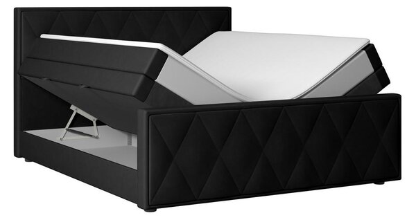 BOXSPRING POSTELJA 180 cm x 200 cm , leseni material črna