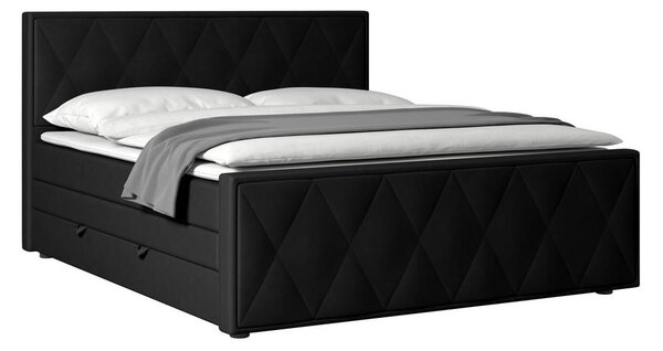BOXSPRING POSTELJA 180 cm x 200 cm , leseni material črna