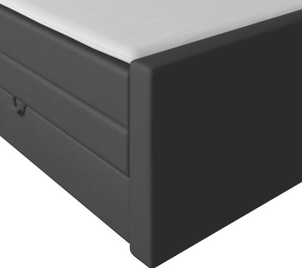 BOXSPRING POSTELJA 180 cm x 200 cm , leseni material črna
