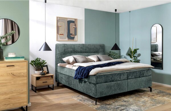 BOXSPRING POSTELJA 160 cm x 200 cm , tekstil temno siva