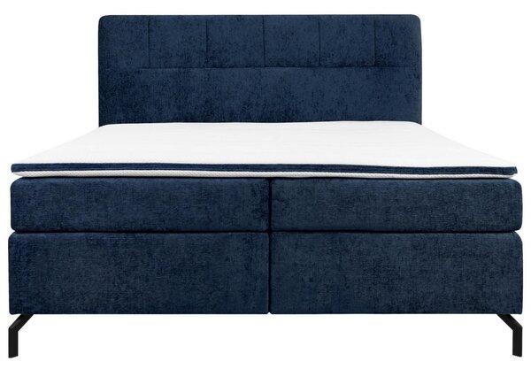 BOXSPRING POSTELJA 160 cm x 200 cm , tekstil temno modra