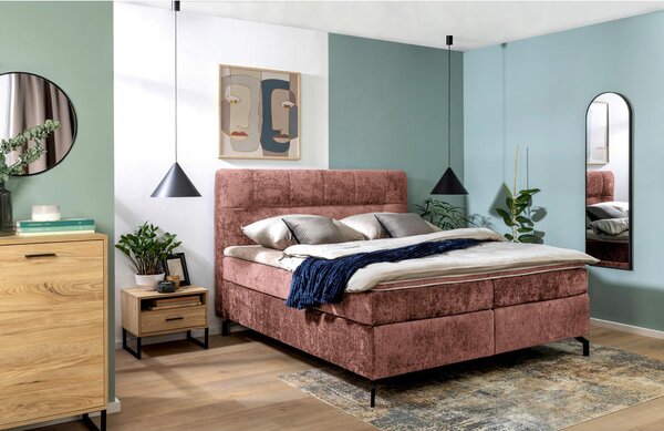 BOXSPRING POSTELJA 160 cm x 200 cm , tekstil rdečerjava