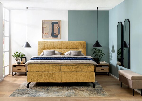 BOXSPRING POSTELJA 160 cm x 200 cm , tekstil barve karija