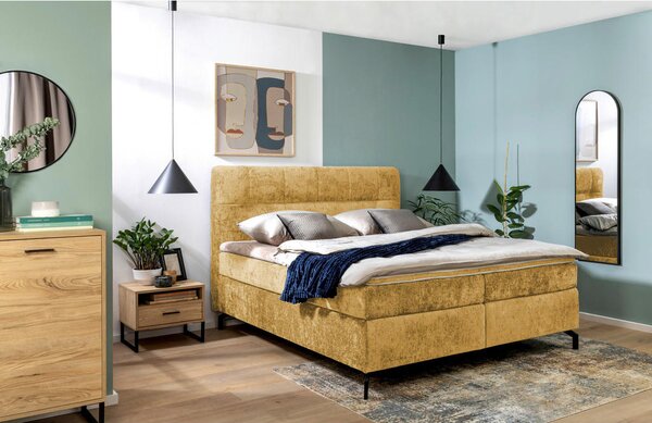 BOXSPRING POSTELJA 160 cm x 200 cm , tekstil barve karija