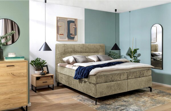 BOXSPRING POSTELJA 160 cm x 200 cm , tekstil barve kapučina