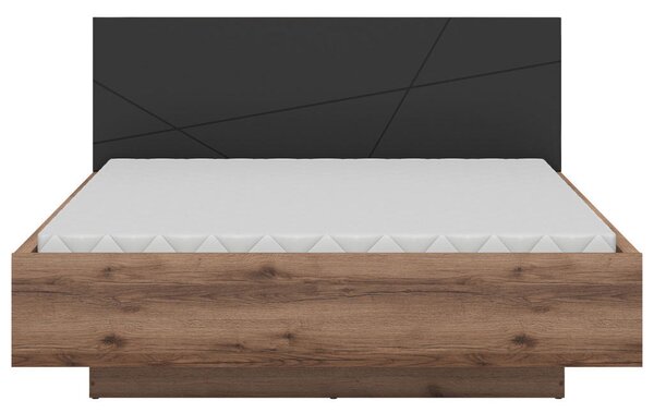 POSTELJA 160 cm x 200 cm , leseni material črna, barve hrasta