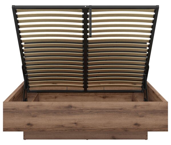 POSTELJA 160 cm x 200 cm , leseni material črna, barve hrasta