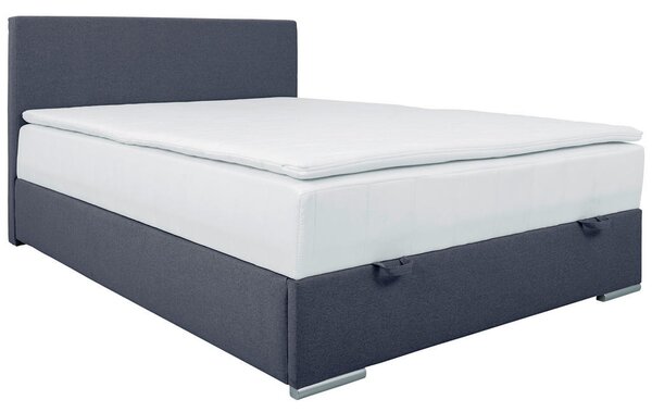 POSTELJA Z VZMETNICO 120 cm x 200 cm , tekstil temno modra