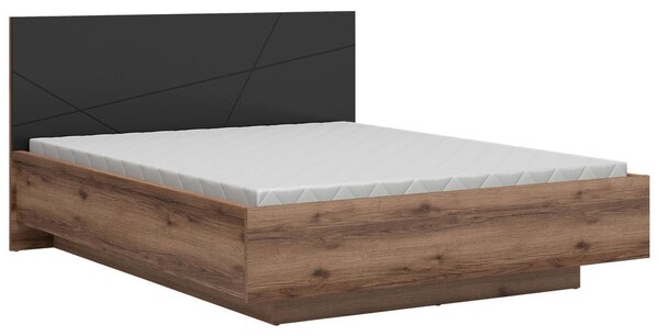 POSTELJA 160 cm x 200 cm , leseni material črna, barve hrasta