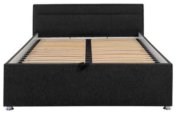 OBLAZINJENA POSTELJA 140 cm x 200 cm , les, kovina, umetna masa, tekstil antracit