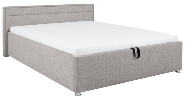 OBLAZINJENA POSTELJA 160 cm x 200 cm , les, kovina, umetna masa, tekstil svetlo siva