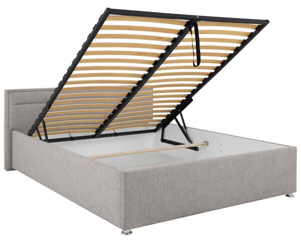 OBLAZINJENA POSTELJA 160 cm x 200 cm , les, kovina, umetna masa, tekstil svetlo siva