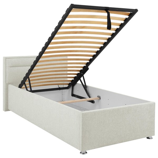 OBLAZINJENA POSTELJA 90 cm x 200 cm , les, kovina, umetna masa, tekstil krem barve