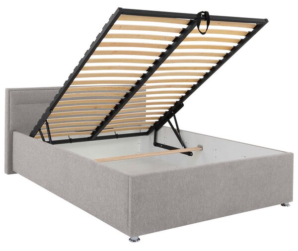OBLAZINJENA POSTELJA 140 cm x 200 cm , les, kovina, umetna masa, tekstil svetlo siva
