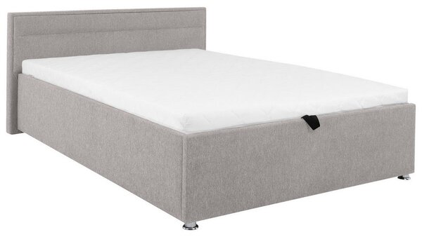 OBLAZINJENA POSTELJA 140 cm x 200 cm , les, kovina, umetna masa, tekstil svetlo siva