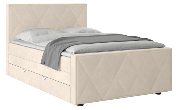 BOXSPRING POSTELJA 140 cm x 200 cm , les, kovina, umetna masa, tekstil bela