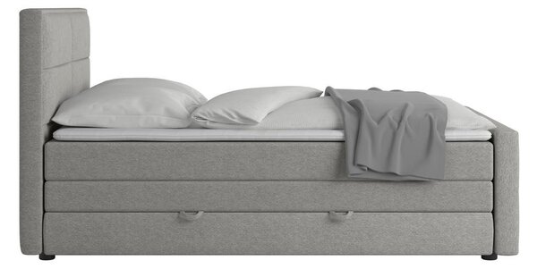 BOXSPRING POSTELJA 120 cm x 200 cm , les, kovina, umetna masa, tekstil srebrne barve