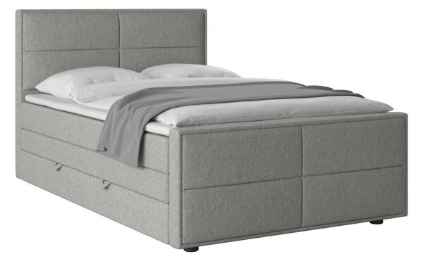 BOXSPRING POSTELJA 120 cm x 200 cm , les, kovina, umetna masa, tekstil srebrne barve
