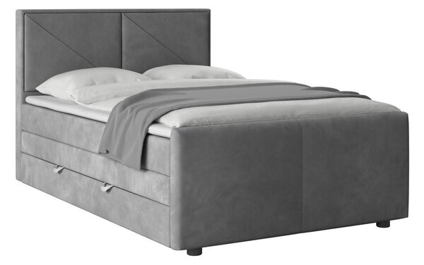 BOXSPRING POSTELJA 120 cm x 200 cm , les, kovina, umetna masa, tekstil svetlo siva