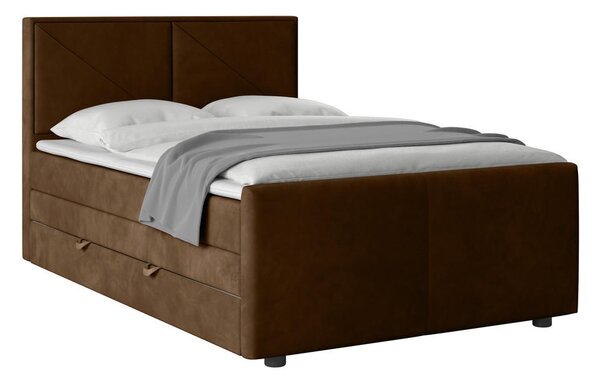 BOXSPRING POSTELJA 120 cm x 200 cm , les, kovina, umetna masa, tekstil rjava