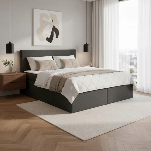 Bessagi Home Postelja Z Vzmetnico Lucy, Temno Siva, 180x200