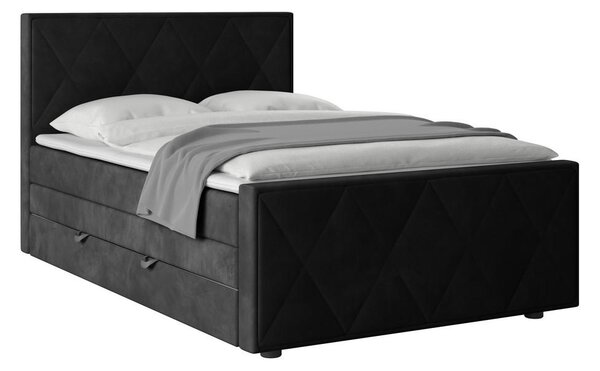 BOXSPRING POSTELJA 140 cm x 200 cm , les, kovina, umetna masa, tekstil črna