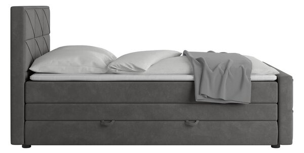 BOXSPRING POSTELJA 140 cm x 200 cm , les, kovina, umetna masa, tekstil antracit