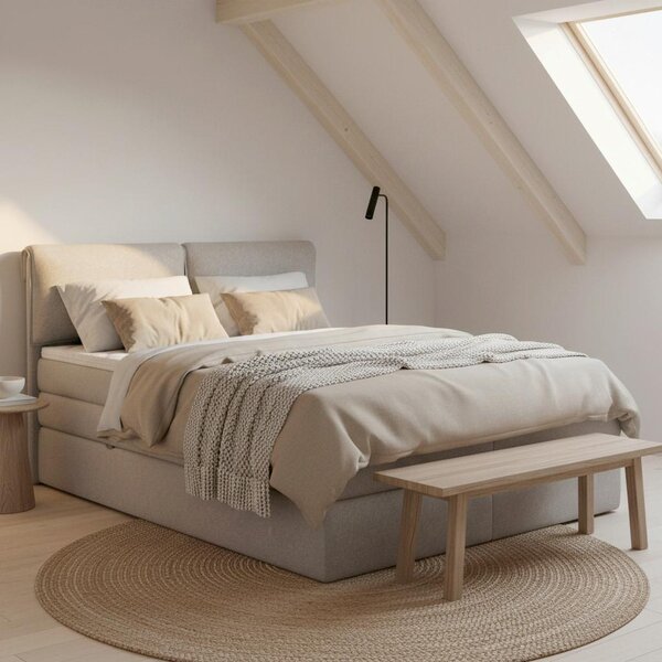 Bessagi Home Postelja Boxspring Mosamo, 180x200, Svetlo Siva