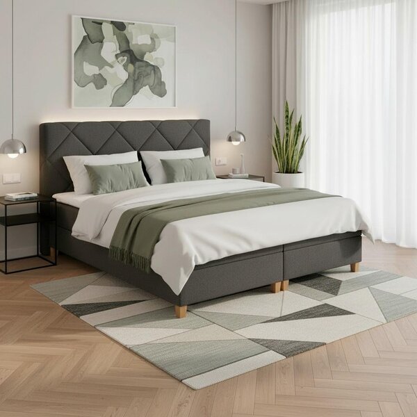 Bessagi Home Postelja Boxspring Marcello, Siva, S Predalom, 180x200