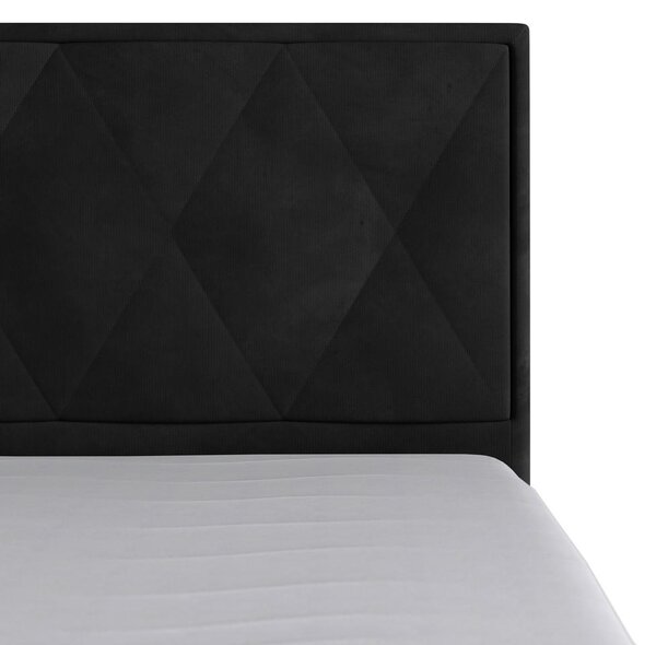 BOXSPRING POSTELJA 140 cm x 200 cm , les, kovina, umetna masa, tekstil črna