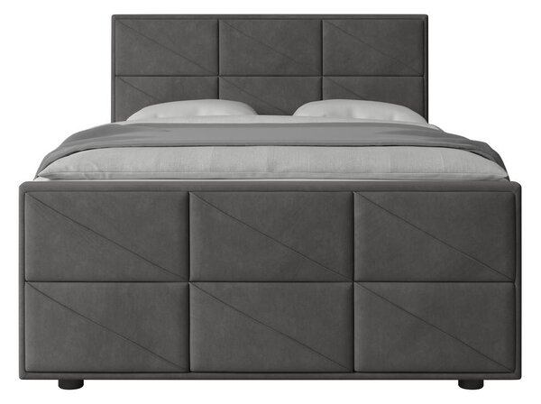 BOXSPRING POSTELJA 140 cm x 200 cm , les, kovina, umetna masa, tekstil antracit