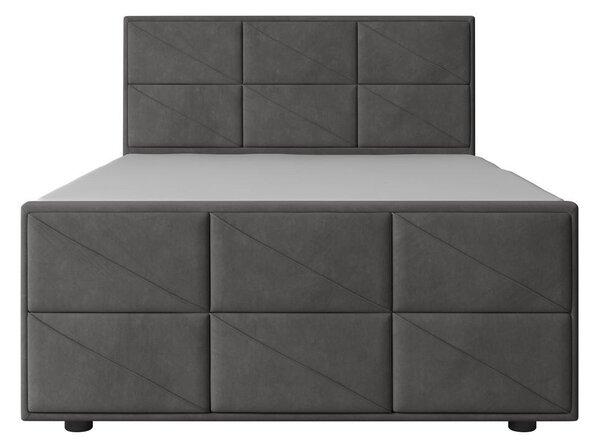 BOXSPRING POSTELJA 140 cm x 200 cm , les, kovina, umetna masa, tekstil antracit