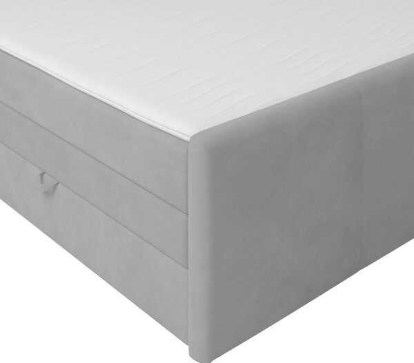 BOXSPRING POSTELJA 120 cm x 200 cm , les, kovina, umetna masa, tekstil svetlo siva