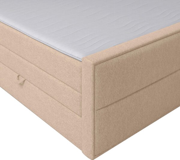 BOXSPRING POSTELJA 120 cm x 200 cm , les, kovina, umetna masa, tekstil naravne barve