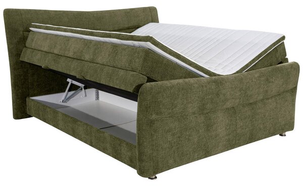 BOXSPRING POSTELJA 140 cm x 200 cm , tekstil olivno zelena