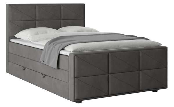 BOXSPRING POSTELJA 140 cm x 200 cm , les, kovina, umetna masa, tekstil antracit
