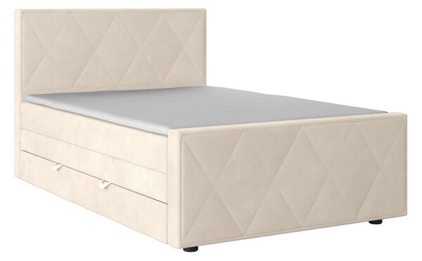 BOXSPRING POSTELJA 140 cm x 200 cm , les, kovina, umetna masa, tekstil bela