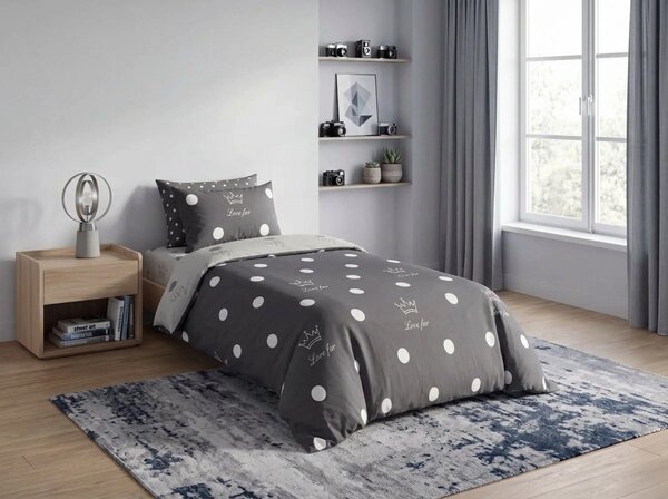 Krep posteljnina CROWN temno siva Dimenzije posteljnine: 70 x 90 cm | 140 x 200 cm