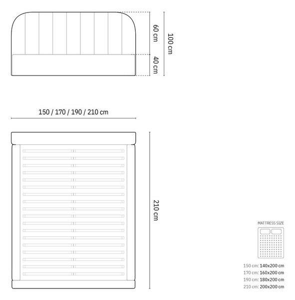 Slonokoščena oblazinjena zakonska postelja s prostorom za shranjevanje z letvenim dnom 180x200 cm Juno – Windsor & Co Sofas