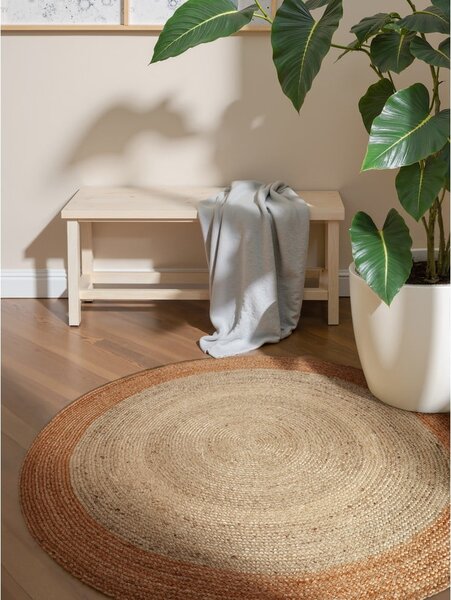 Slonokoščena obojestranska ročno tkana okrogla preproga iz jute ø 120 cm Jutta Ivory – Hanse Home