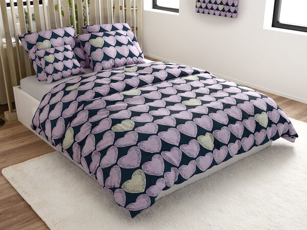 Posteljnina iz mikrovlaken VIOLET HEARTS svetlo vijolična Dimenzije posteljnine: 2 kom 70 x 80 cm | 160 x 200 cm