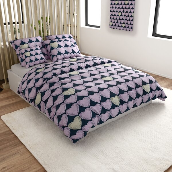 Posteljnina iz mikrovlaken VIOLET HEARTS svetlo vijolična Dimenzije posteljnine: 2 kom 70 x 80 cm | 160 x 200 cm