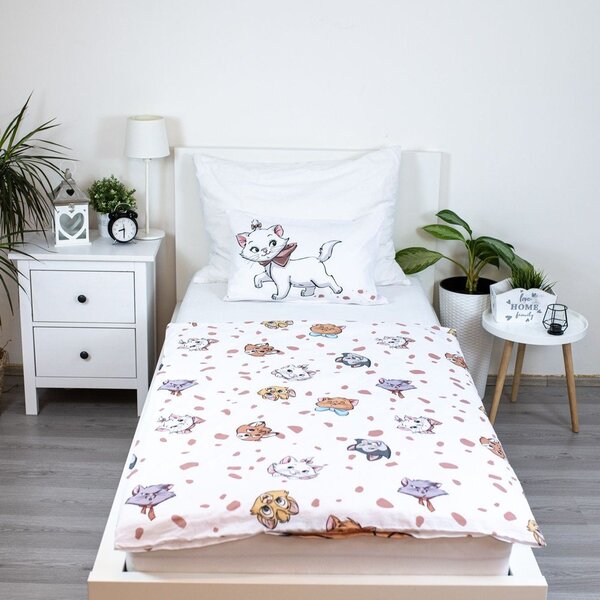 Bela bombažna otroška posteljnina za otroško posteljico 100x135 cm Marie Cat "Friends" – Jerry Fabrics