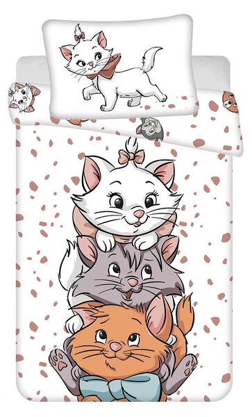 Bela bombažna otroška posteljnina za otroško posteljico 100x135 cm Marie Cat "Friends" – Jerry Fabrics