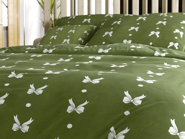 Posteljnina mikroflanel WHITE BOW zelena Dimenzije posteljnine: 70 x 90 cm | 140 x 200 cm
