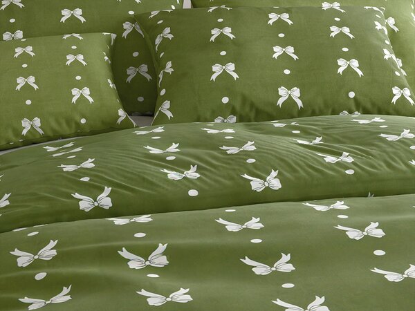 Posteljnina mikroflanel WHITE BOW zelena Dimenzije posteljnine: 70 x 90 cm | 140 x 200 cm
