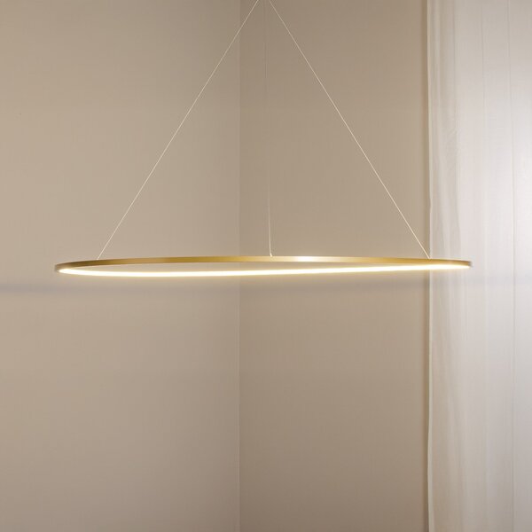 Milagro Lighting LED obesna svetilka Saturno, Ø 120 cm, zlata, 1-žarnica, 4.000 K, Zlata / medeninasta, Dnevna soba / jedilnica, Aluminij, Sodobni