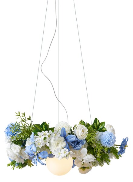 Boemska viseča svetilka črna z barvnimi cvetovi modre in bele barve - Flower Power